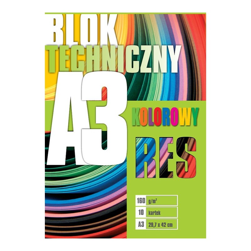 Blok techniczny A3 kolorowy 10 kartek RESGRAPH